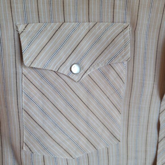 Rancher Westernwear Shirt 4XL Tall Man Snap Brown Stripe Short Sleeve Vintage - Picture 8 of 16
